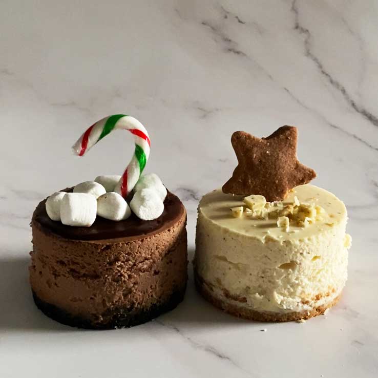 Peppermint chocolate cheesecake eggnog cheesecake