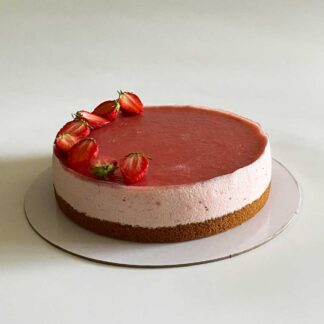 Strawberry Rhubarb Mousse Cake